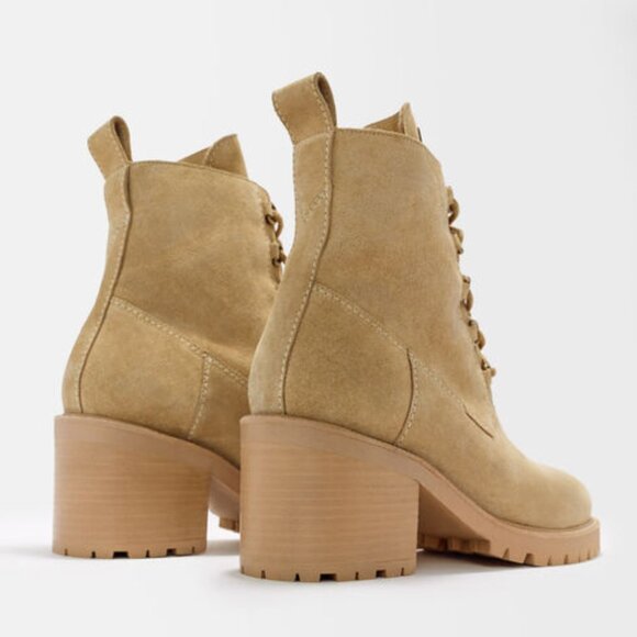 NEW MAJE Suede Lace Up Booties sand for women 1061tn - Picture 4 of 8